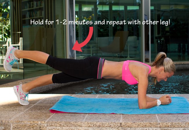 Plank with leg raise - advanced plank exercises - IMAGE - Women's Health & Fitness